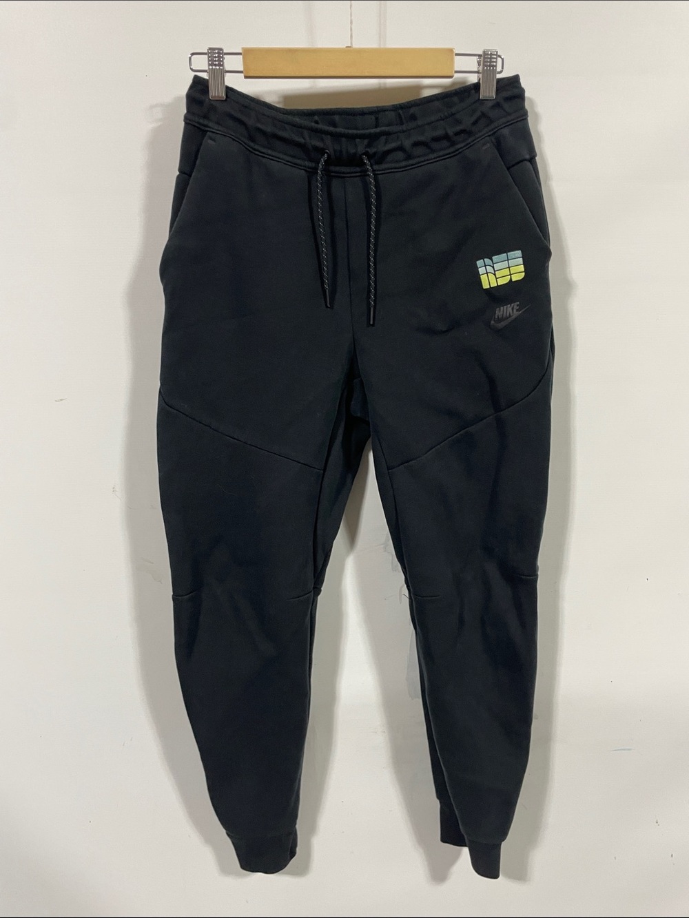 Nike Black Sweatpants with Multicolor Patch Logo